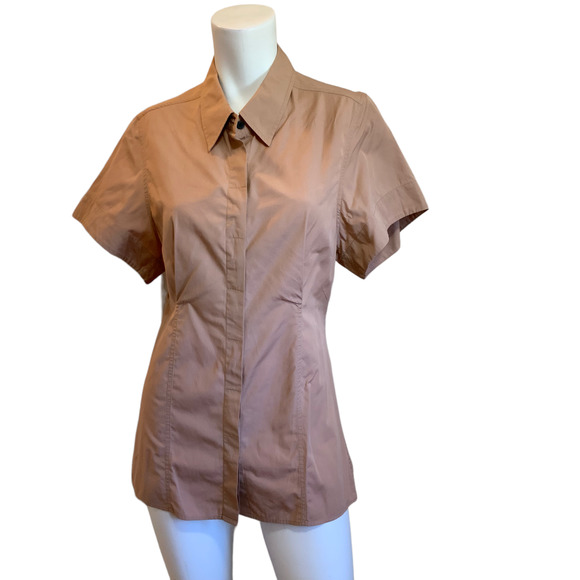 ESSE Studios Edition no. 4 Beige Tan Button Down Cotton Blouse sz 4 - Picture 1 of 8